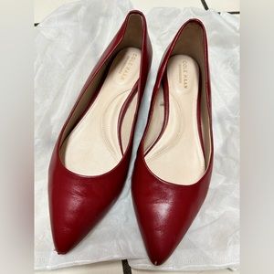 Cole Haan Red Flats, 8B, Leather